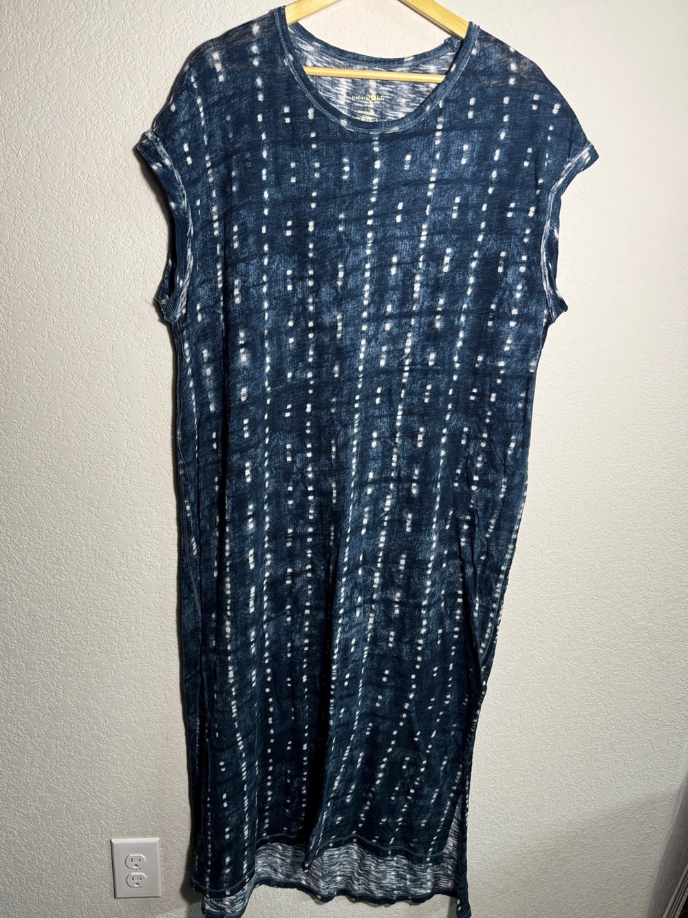 Natural Life Dress Womens M Blue Indigo Shibori Tie Dye Cotton Boho Midi Maxi